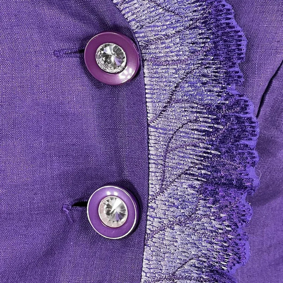 JSong Womens 12 Purple Linen Jacket/Top Skirt Set Angel Wings Design Fairy Goth - Picture 8 of 16